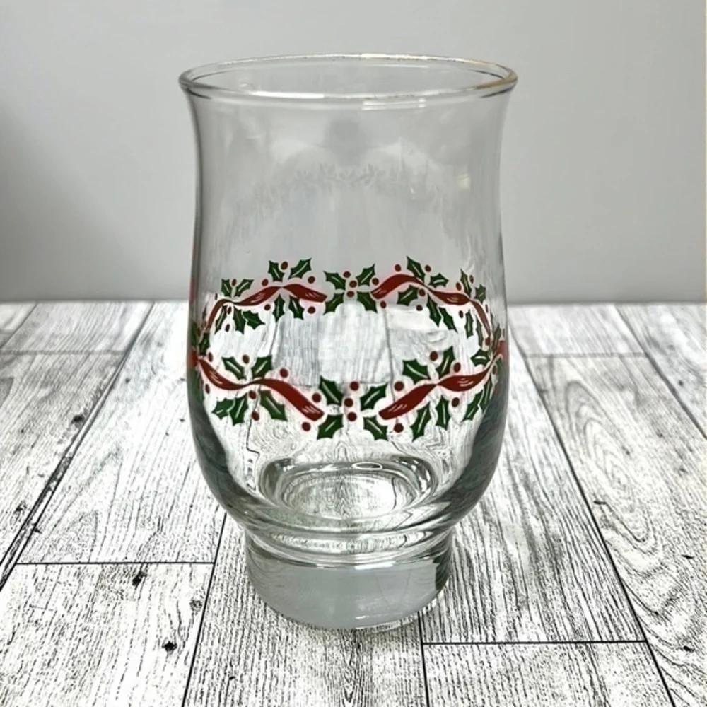 Libbey Holly Berry Gold Rim Glasses Set of 2